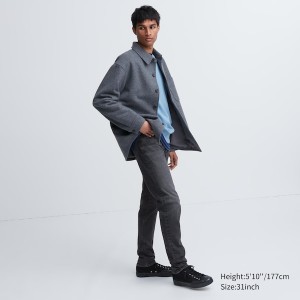 Uniqlo Ultra Stretch Mršav-Fit Muške Traperice Sive | 8095-PDHZN