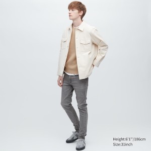 Uniqlo Ultra Stretch Mršav-Fit Muške Traperice Sive | 4283-KOYJH