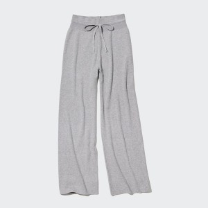 Uniqlo Washable Knit Rebrasti Ženske Hlače Sive | 9148-KZTOH