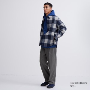 Uniqlo Wide-Fit Plisirana Muške Hlače Sive | 3078-NDGMJ