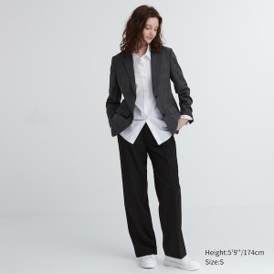 Uniqlo Wide-Fit Plisirana Ženske Hlače Crne | 4627-NYELV
