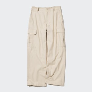 Uniqlo Wide Ravno Cargo Ženske Hlače Bijele | 5031-VWGOY