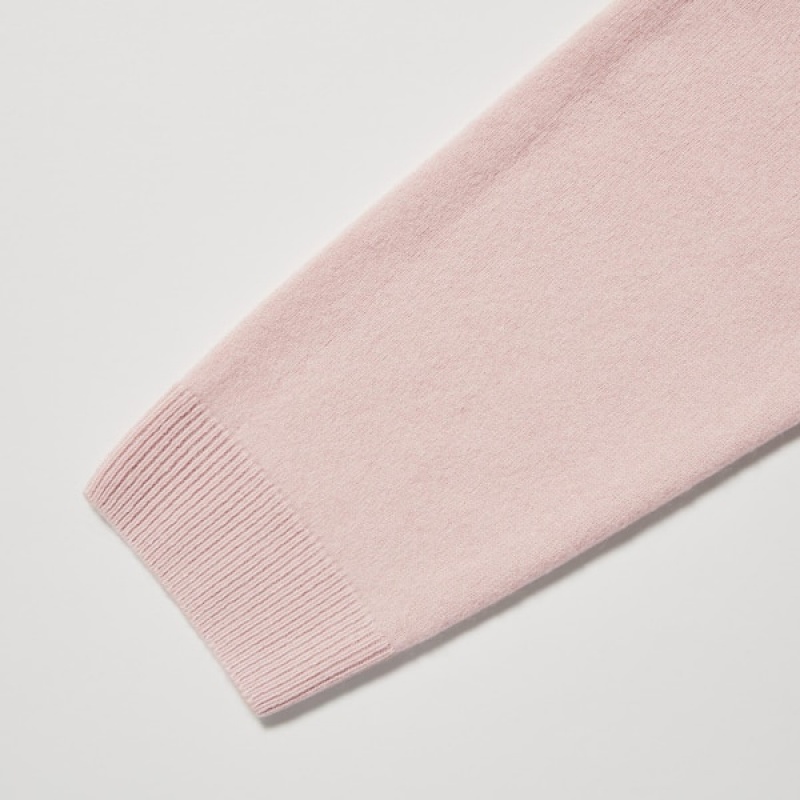 Uniqlo 3D Knit Cashmere Crew Neck Long-Sleeve Ženske Džemperi Roze | 2430-BMSDN
