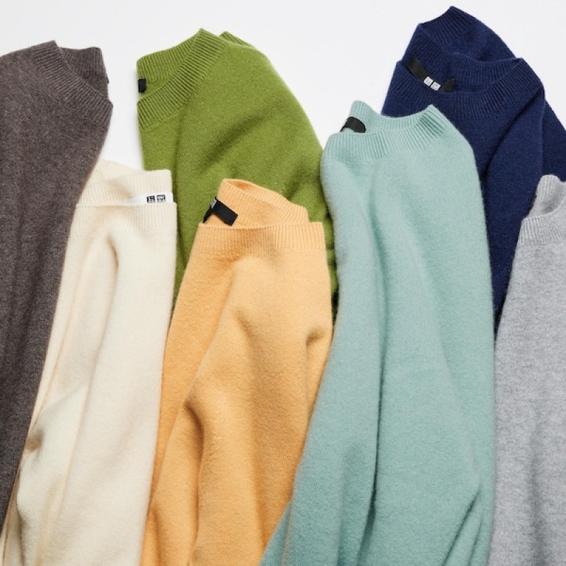 Uniqlo 3D Knit Cashmere Crew Neck Long-Sleeve Ženske Džemperi Roze | 2430-BMSDN