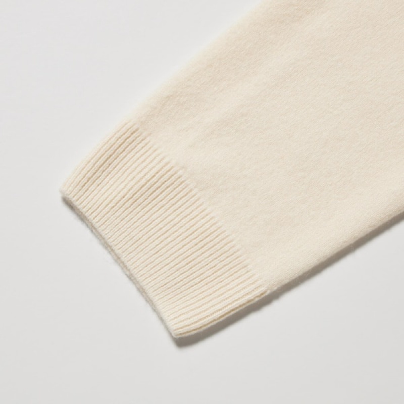 Uniqlo 3D Knit Cashmere Turtleneck Long-Sleeve Ženske Džemperi Bijele | 4682-JIUHO