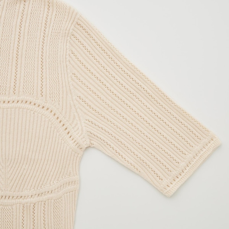 Uniqlo 3D Knit Mesh Half-Sleeve Ženske Džemperi Bež | 0854-OEIXH