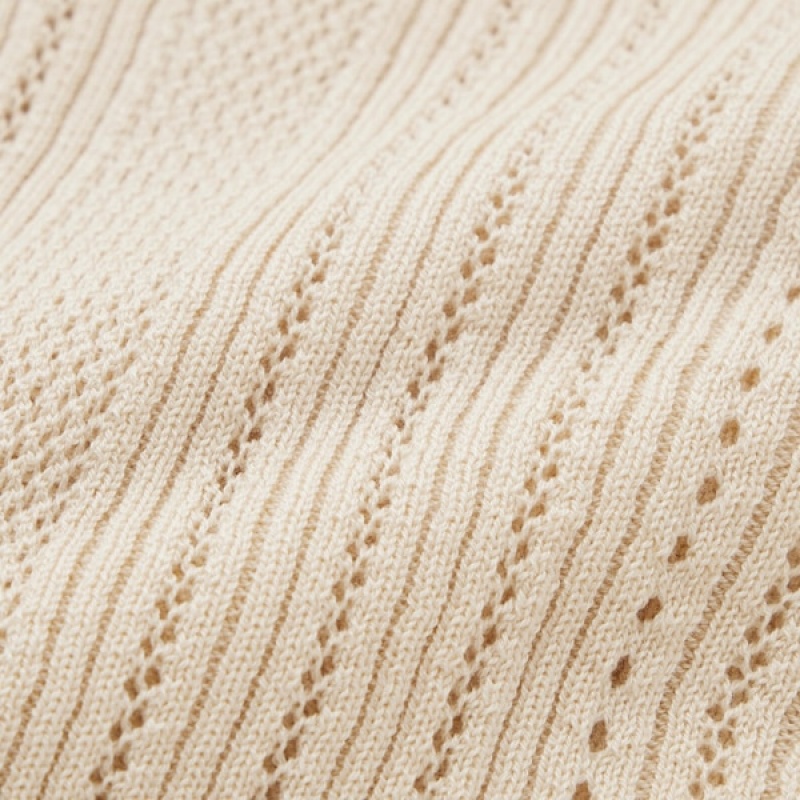 Uniqlo 3D Knit Mesh Half-Sleeve Ženske Džemperi Bež | 0854-OEIXH
