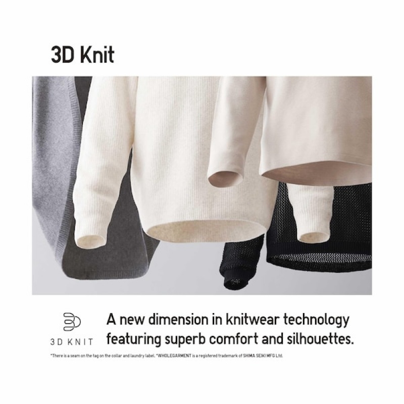 Uniqlo 3D Knit Mesh Long-Sleeve Crew Neck Ženske Džemperi Bež | 9725-CKPGV