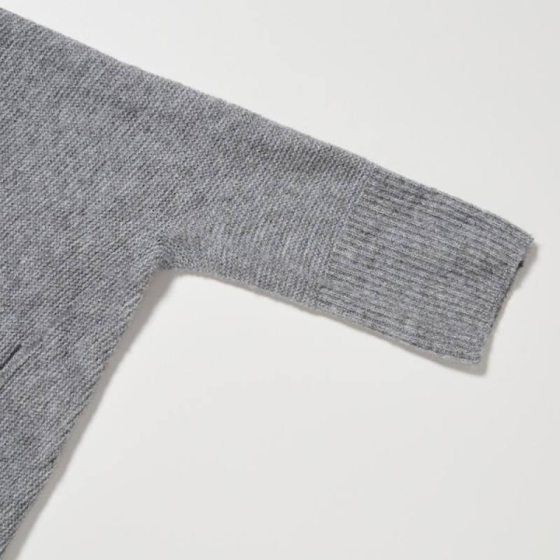 Uniqlo 3D Knit Souffle Yarn Long-Sleeve Ženske Kardigan Sive | 7049-JFXDV