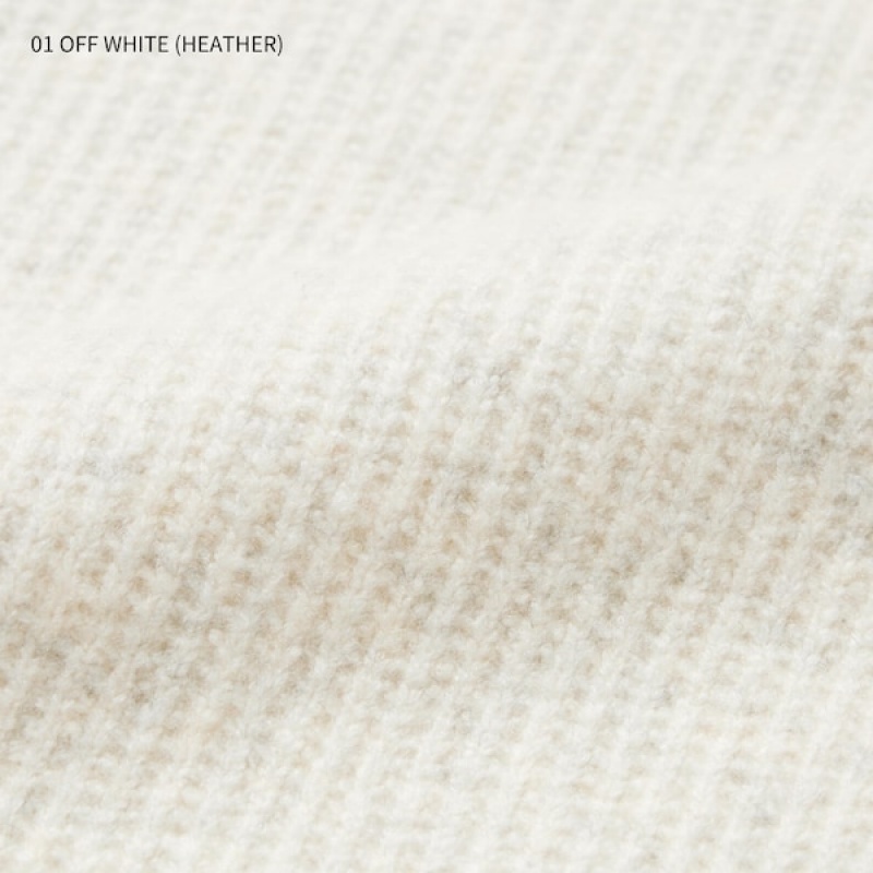 Uniqlo 3D Knit Souffle Yarn Mock Neck Muške Džemperi Bijele | 9052-JILAC
