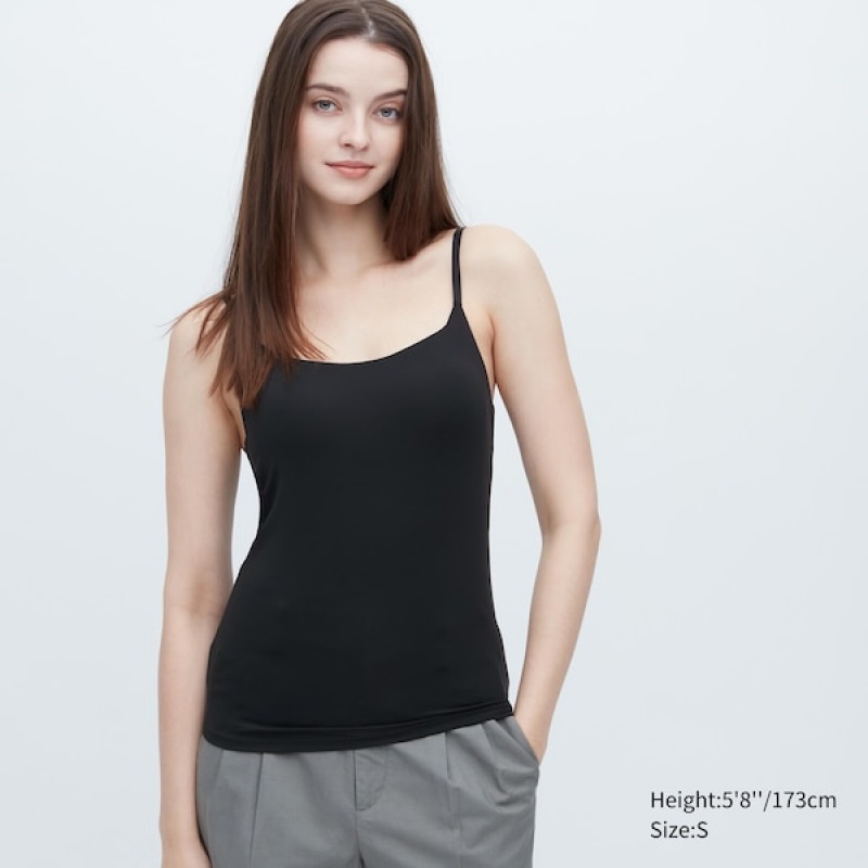 Uniqlo AIRism Camisole Bra Ženske Topi Crne | 9805-NOYUM