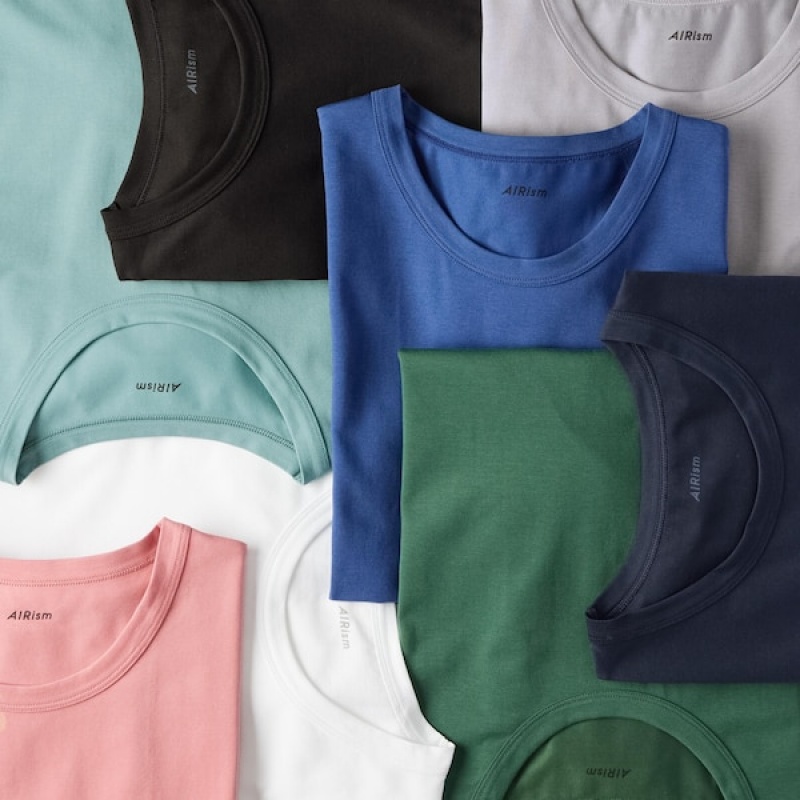 Uniqlo AIRism Cotton Crew Neck Muške Majice Sive | 8512-WATGN