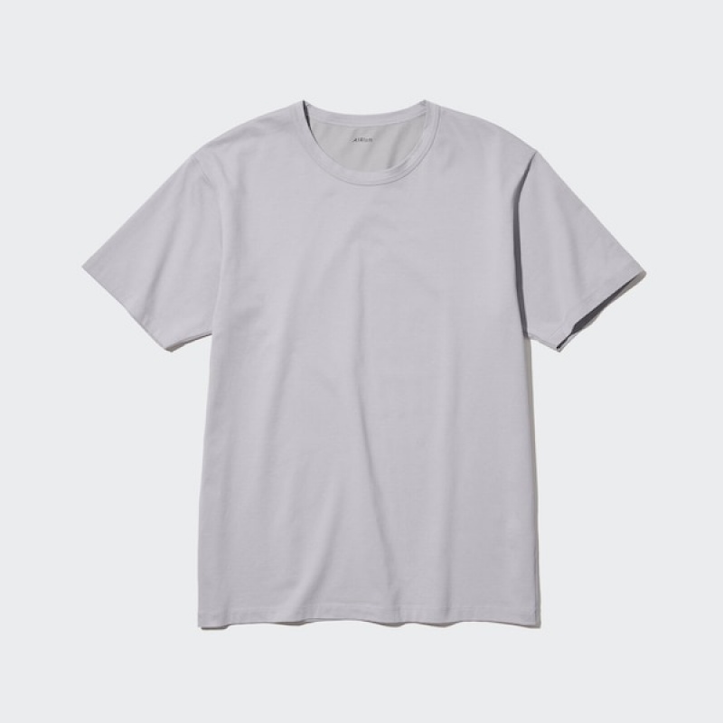 Uniqlo AIRism Cotton Crew Neck Muške Majice Sive | 8512-WATGN