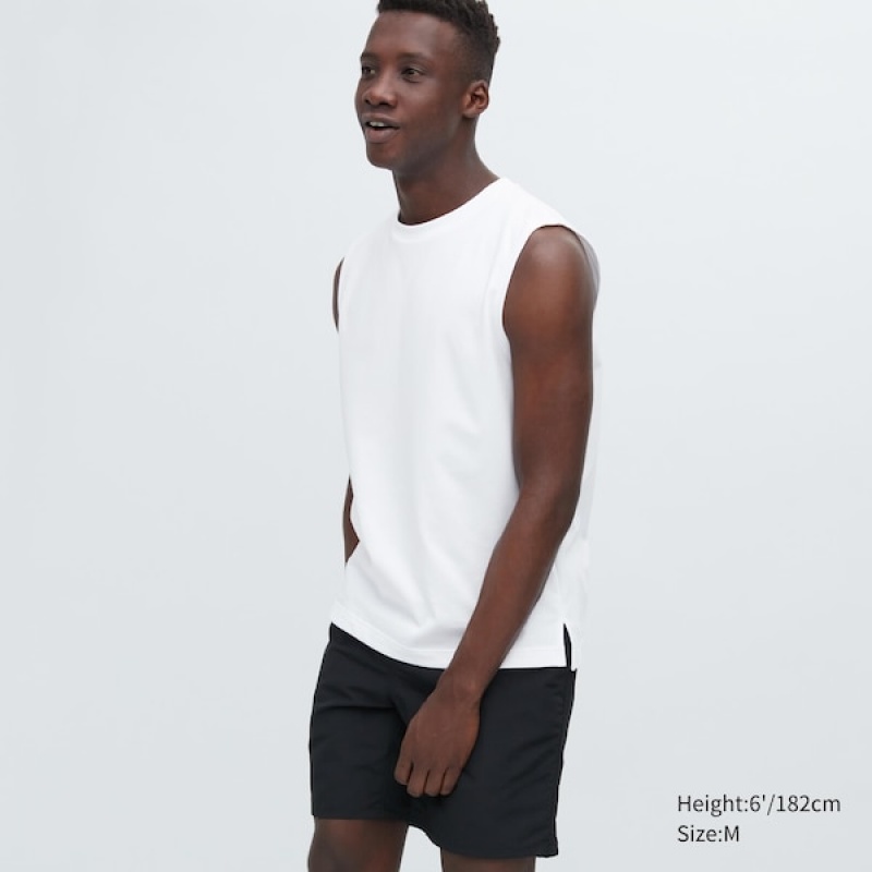 Uniqlo AIRism Cotton Sleeveless Muške Prsluk Bijele | 2341-JGURQ