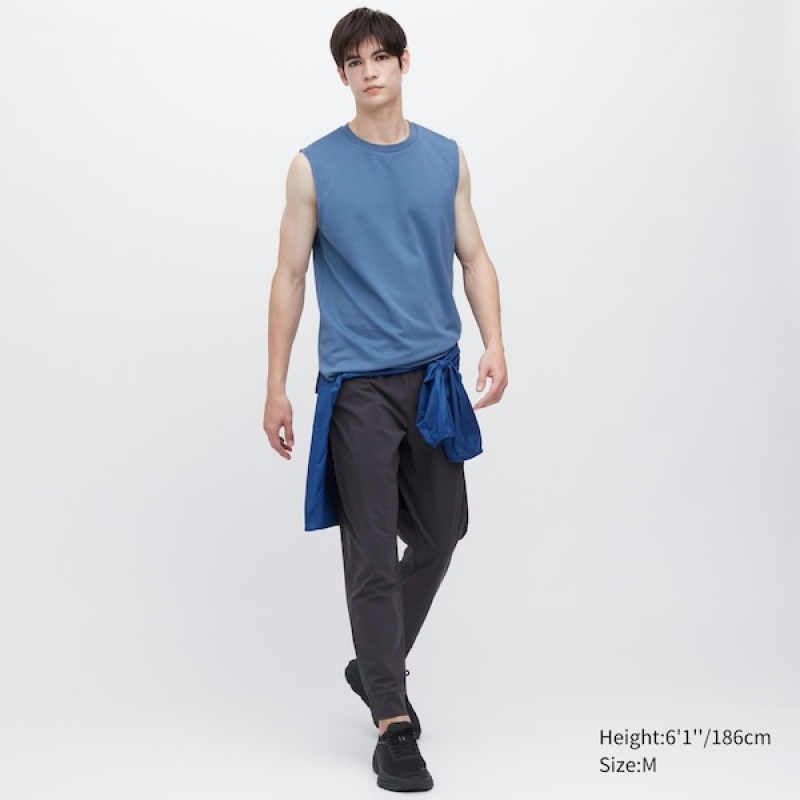 Uniqlo AIRism Cotton Sleeveless Muške Prsluk Plave | 9241-ZXWLE