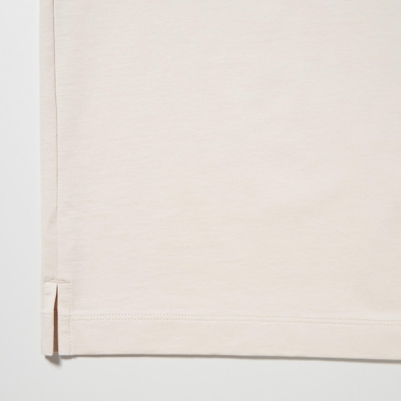 Uniqlo AIRism Cotton UV Protection Crew Neck Long-Sleeve Muške Majice Bijele | 0576-ICQSU