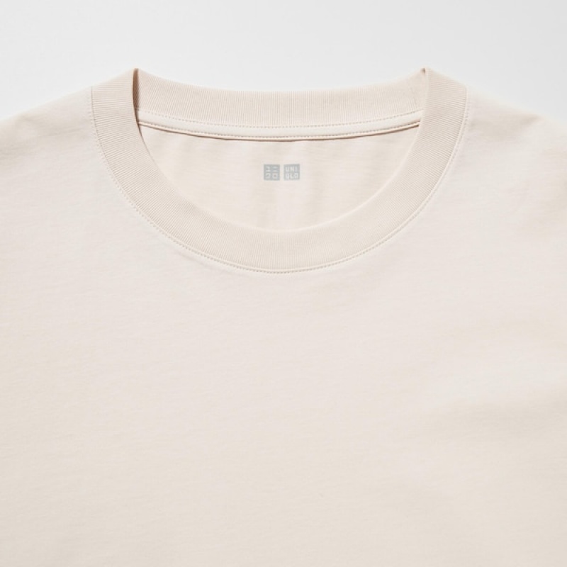 Uniqlo AIRism Cotton UV Protection Crew Neck Long-Sleeve Muške Majice Bijele | 0576-ICQSU