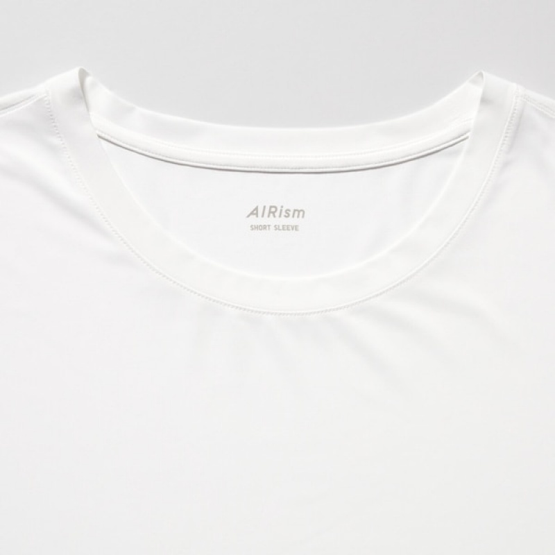 Uniqlo AIRism Crew Neck Short-Sleeve Muške Majice Bijele | 9758-YJWHF