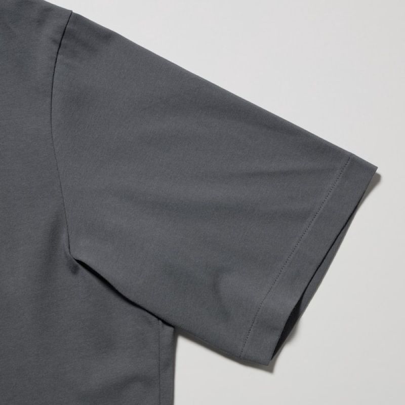 Uniqlo AIRism Full Open Short-Sleeve Muške Polo Majica Sive | 4659-RSEHL