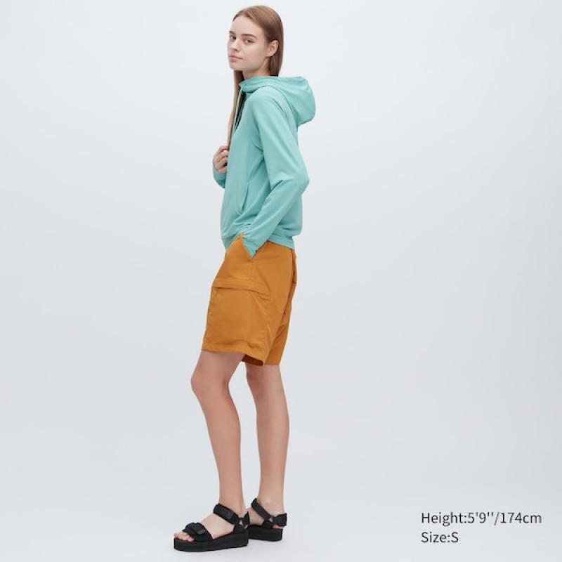 Uniqlo AIRism Mesh UV Protection Full-Zip Ženske Majica s Kapuljačom Tirkizne | 2895-UDXIF