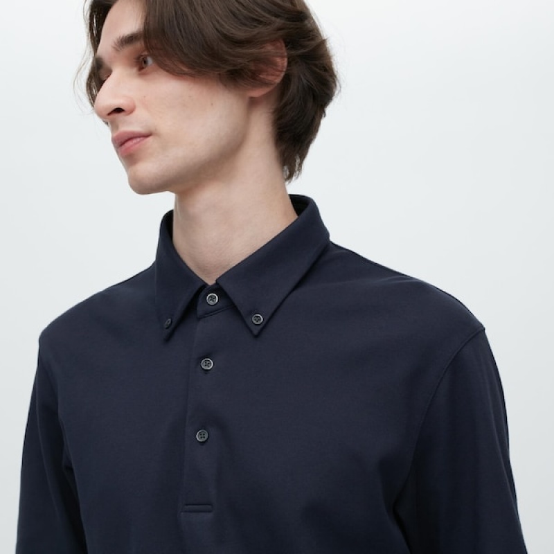 Uniqlo AIRism Pique Short-Sleeve Muške Polo Majica Tamnoplave | 0142-ZICPE