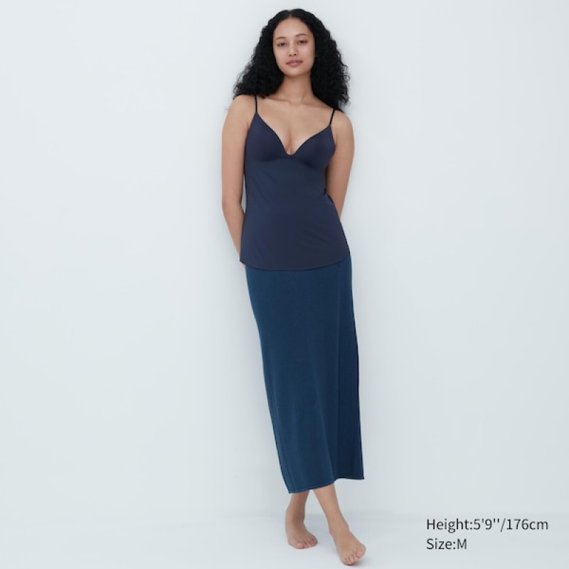 Uniqlo AIRism Plunging Camisole Bra Ženske Topi Tamnoplave | 3256-UIXDG
