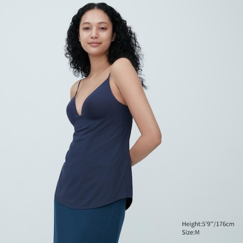 Uniqlo AIRism Plunging Camisole Bra Ženske Topi Tamnoplave | 3256-UIXDG