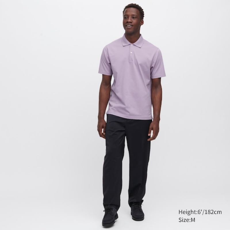 Uniqlo AIRism Regular Collar Muške Polo Majica Ljubičaste | 6178-RLVFK