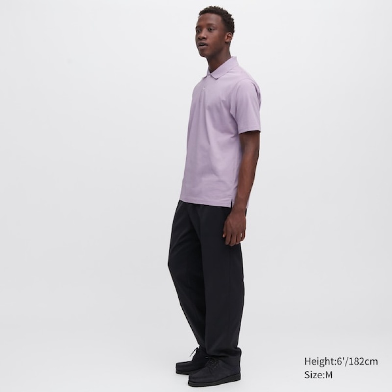 Uniqlo AIRism Regular Collar Muške Polo Majica Ljubičaste | 6178-RLVFK