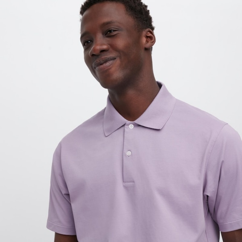 Uniqlo AIRism Regular Collar Muške Polo Majica Ljubičaste | 6178-RLVFK