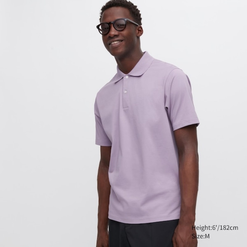 Uniqlo AIRism Regular Collar Muške Polo Majica Ljubičaste | 6178-RLVFK
