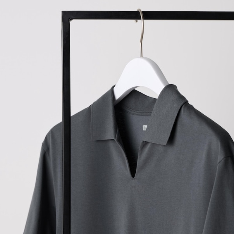 Uniqlo AIRism Skipper Collar Muške Polo Majica Sive | 2678-JEXRM
