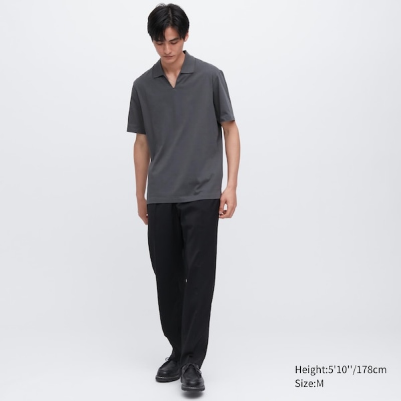 Uniqlo AIRism Skipper Collar Muške Polo Majica Sive | 2678-JEXRM