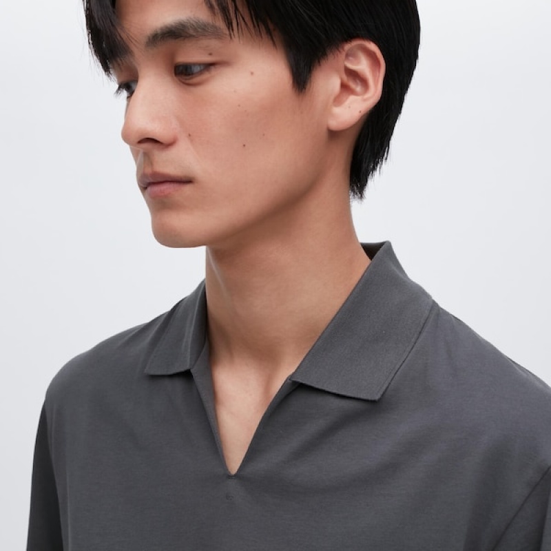 Uniqlo AIRism Skipper Collar Muške Polo Majica Sive | 2678-JEXRM