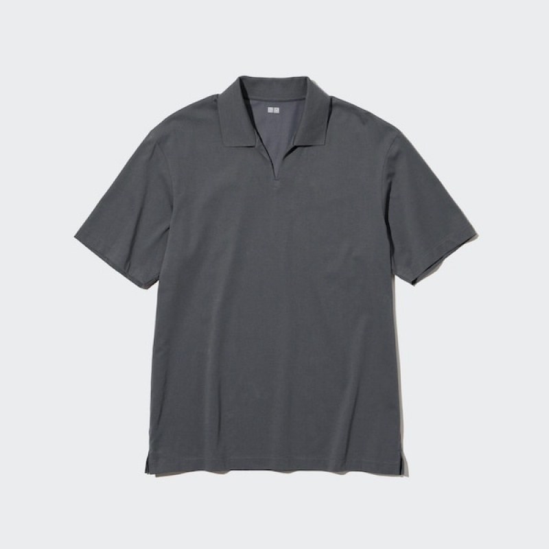 Uniqlo AIRism Skipper Collar Muške Polo Majica Sive | 2678-JEXRM