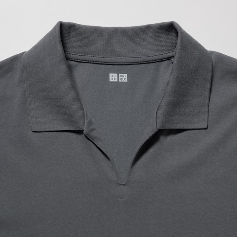 Uniqlo AIRism Skipper Collar Muške Polo Majica Sive | 2678-JEXRM