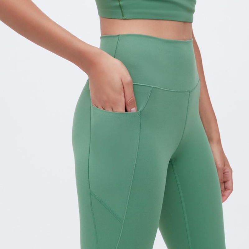 Uniqlo AIRism UV Protection Pocketed Soft Ženske Tajice Zelene | 9731-WIXTH