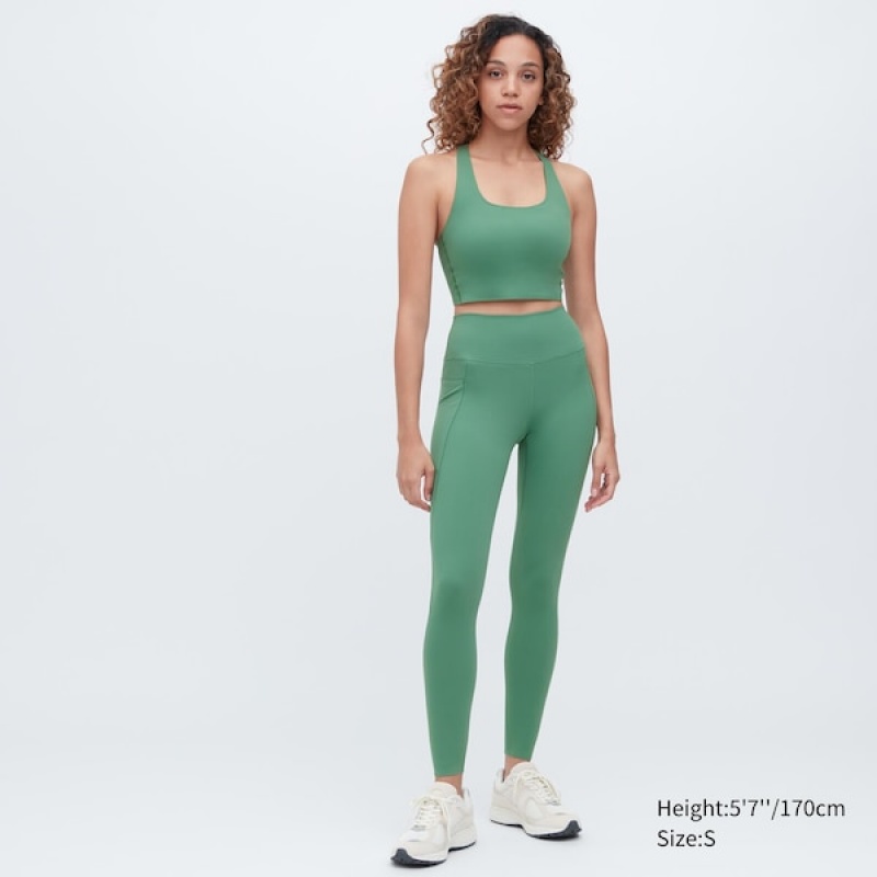 Uniqlo AIRism UV Protection Pocketed Soft Ženske Tajice Zelene | 9731-WIXTH
