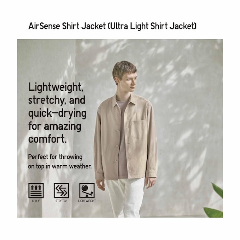 Uniqlo AirSense Shirt Muške jackets Bež | ZJUQPH-945
