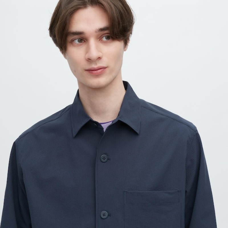 Uniqlo AirSense Shirt Muške jackets Plave | MZJHAC-514