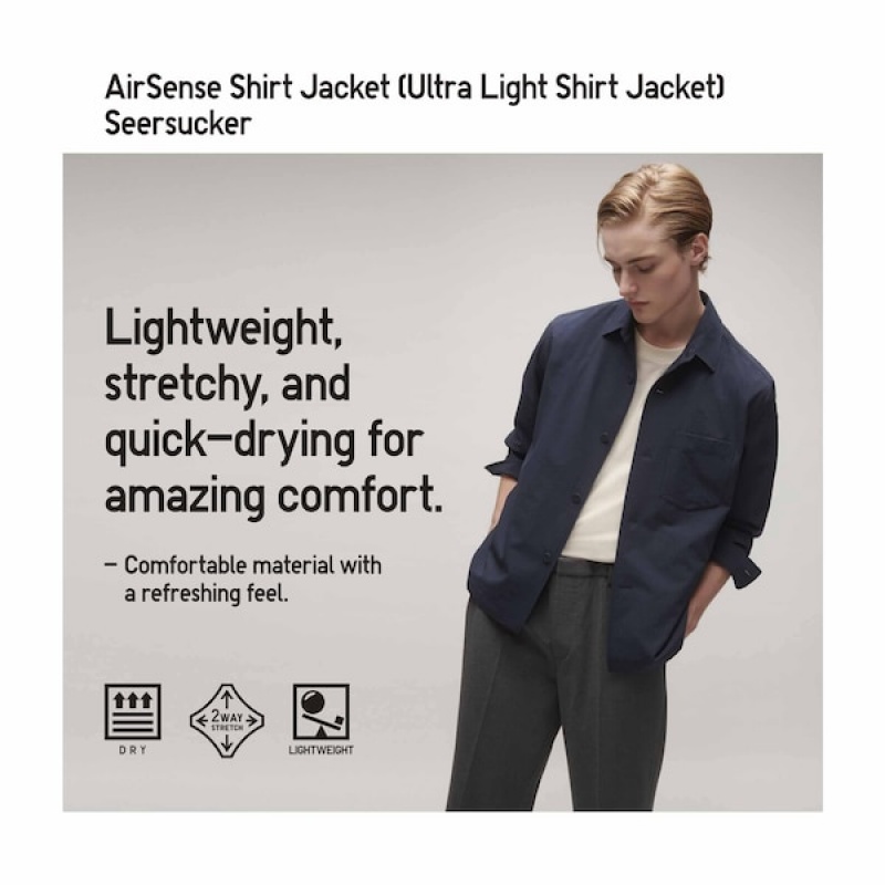 Uniqlo AirSense Shirt Muške jackets Plave | MZJHAC-514