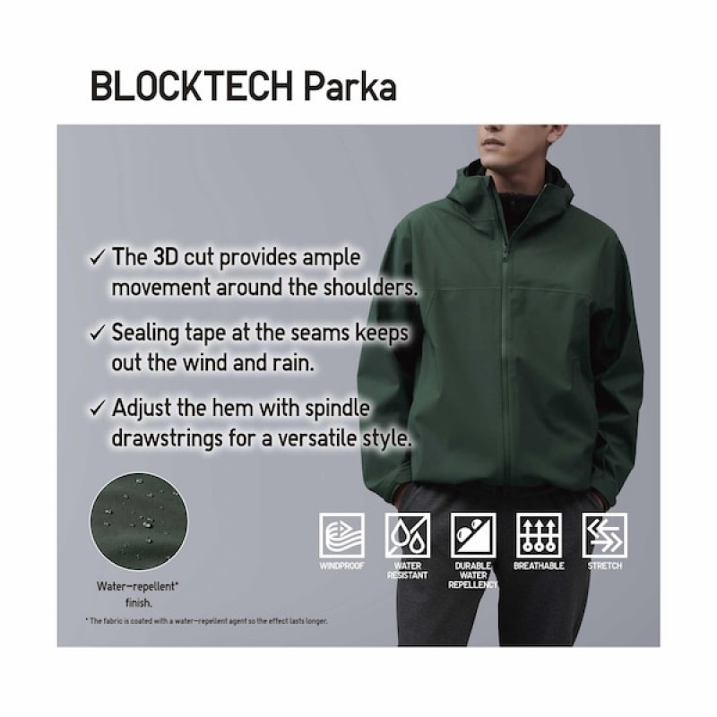 Uniqlo BLOCKTECH Muške Parka Zelene | RQKTEX-283