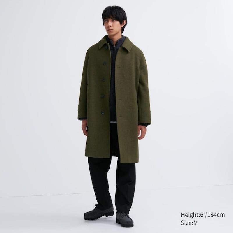 Uniqlo Balmacaan Muške Kaputi Maslinasto Zelene | FDVTOB-738