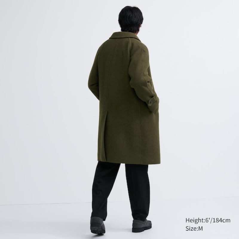 Uniqlo Balmacaan Muške Kaputi Maslinasto Zelene | FDVTOB-738