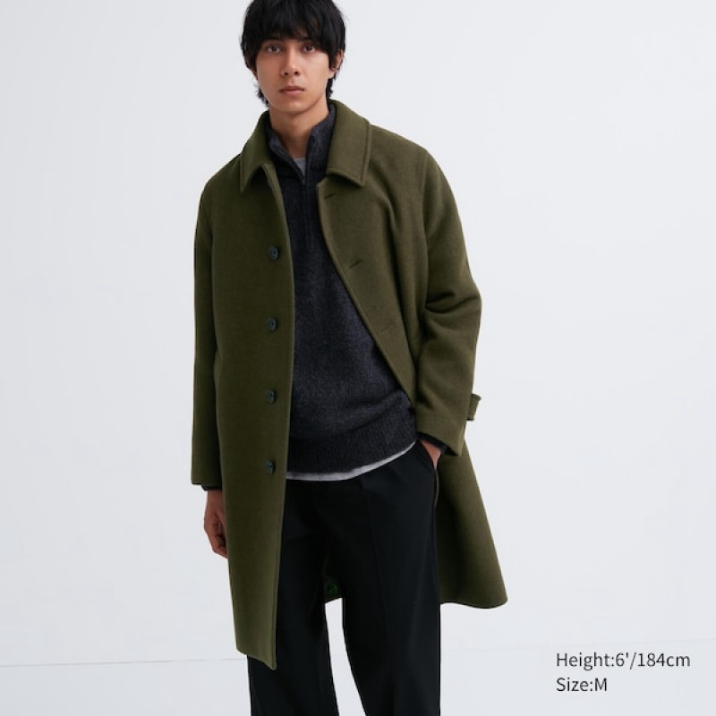 Uniqlo Balmacaan Muške Kaputi Maslinasto Zelene | FDVTOB-738