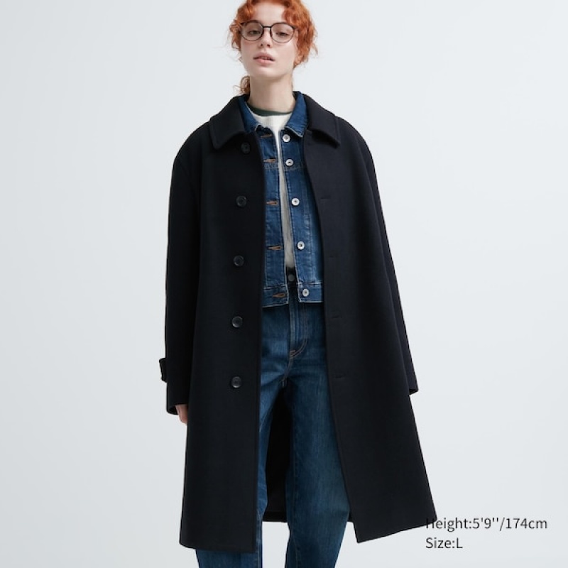 Uniqlo Balmacaan Ženske Kaputi Tamnoplave | 1543-NLVEW