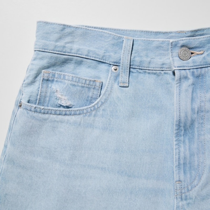 Uniqlo Boyfriend Denim Ženske Kratke Hlače Plave | 1379-EXTFP