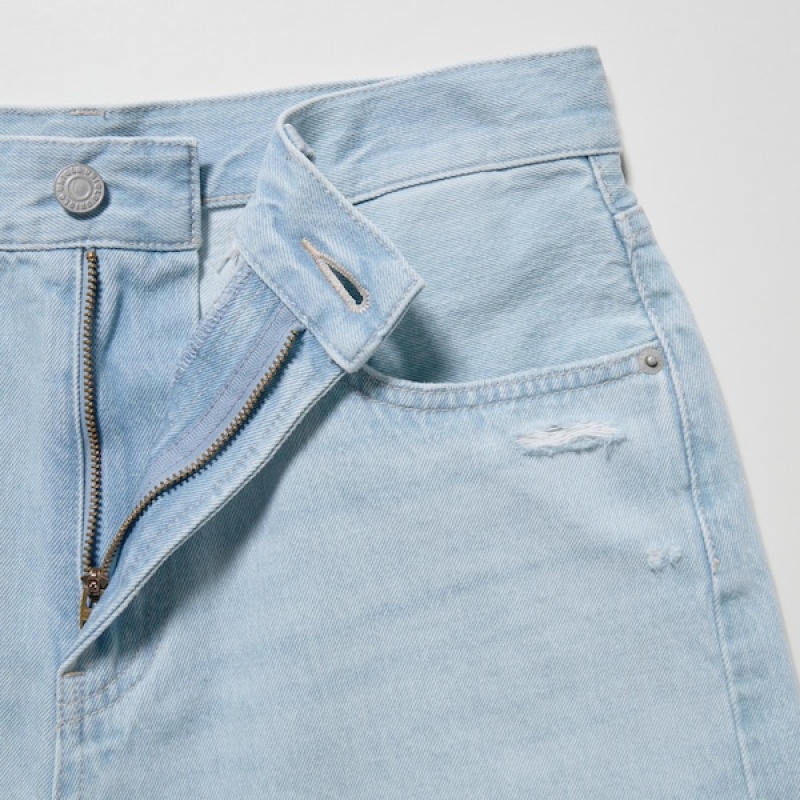 Uniqlo Boyfriend Denim Ženske Kratke Hlače Plave | 1379-EXTFP