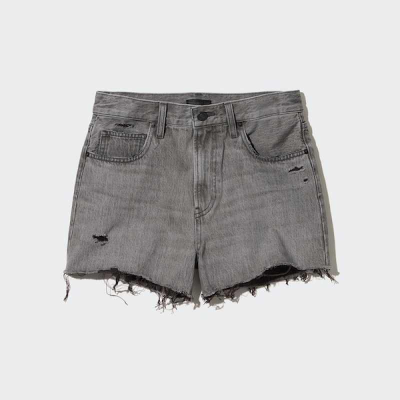 Uniqlo Boyfriend Denim Ženske Kratke Hlače Sive | 9864-RTVDL