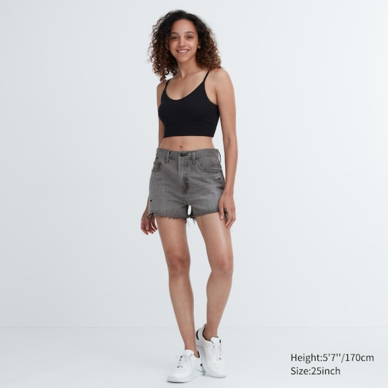 Uniqlo Boyfriend Denim Ženske Kratke Hlače Sive | 9864-RTVDL